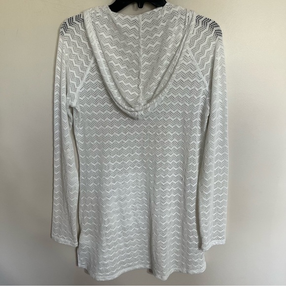 prAna Luiza Swimsuit Cover-Up Hooded Tunic White Chevron Pocket Size Small - Picture 10 of 10